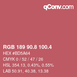カラーコード: RGB 189 90.8 100.4 | qconv.com