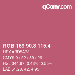 カラーコード: RGB 189 90.8 115.4 | qconv.com