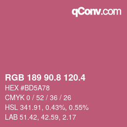 カラーコード: RGB 189 90.8 120.4 | qconv.com