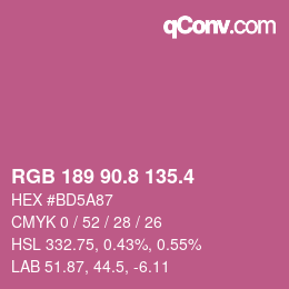 カラーコード: RGB 189 90.8 135.4 | qconv.com