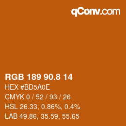 カラーコード: RGB 189 90.8 14 | qconv.com