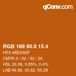 カラーコード: RGB 189 90.8 15.4 | qconv.com