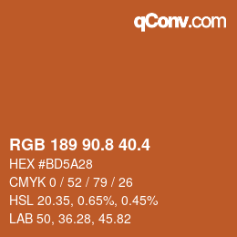 カラーコード: RGB 189 90.8 40.4 | qconv.com