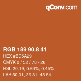 カラーコード: RGB 189 90.8 41 | qconv.com