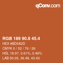 カラーコード: RGB 189 90.8 45.4 | qconv.com
