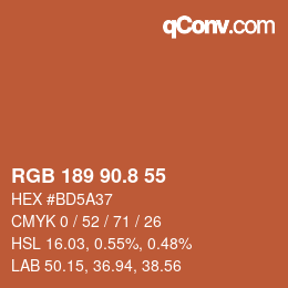 カラーコード: RGB 189 90.8 55 | qconv.com