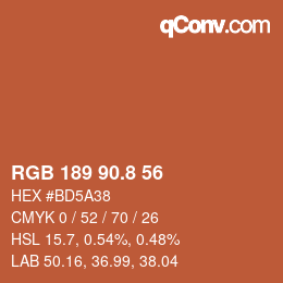 カラーコード: RGB 189 90.8 56 | qconv.com