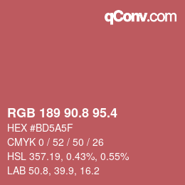 カラーコード: RGB 189 90.8 95.4 | qconv.com