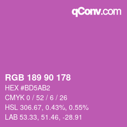 カラーコード: RGB 189 90 178 | qconv.com