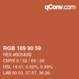 カラーコード: RGB 189 90 59 | qconv.com