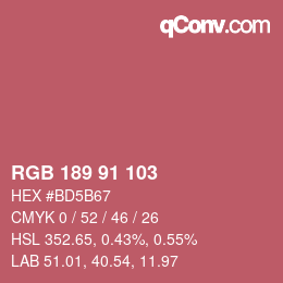 Color code: RGB 189 91 103 | qconv.com