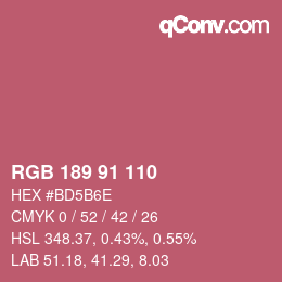 颜色代码: RGB 189 91 110 | qconv.com