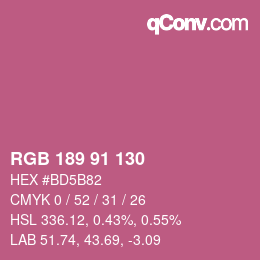 カラーコード: RGB 189 91 130 | qconv.com