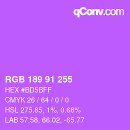 Color code: RGB 189 91 255 | qconv.com