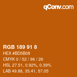 Color code: RGB 189 91 8 | qconv.com