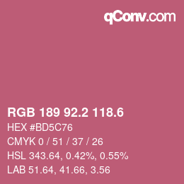 カラーコード: RGB 189 92.2 118.6 | qconv.com