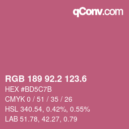 カラーコード: RGB 189 92.2 123.6 | qconv.com