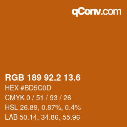 カラーコード: RGB 189 92.2 13.6 | qconv.com