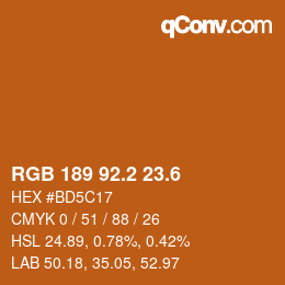 カラーコード: RGB 189 92.2 23.6 | qconv.com