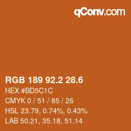 カラーコード: RGB 189 92.2 28.6 | qconv.com