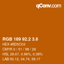 カラーコード: RGB 189 92.2 3.6 | qconv.com