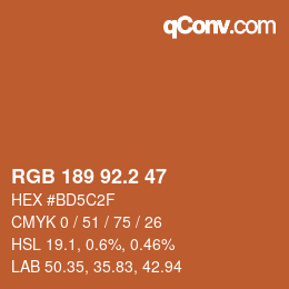 カラーコード: RGB 189 92.2 47 | qconv.com