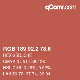 カラーコード: RGB 189 92.2 78.6 | qconv.com