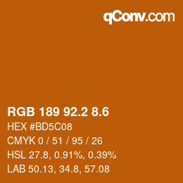 カラーコード: RGB 189 92.2 8.6 | qconv.com