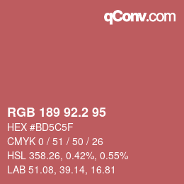 Color code: RGB 189 92.2 95 | qconv.com