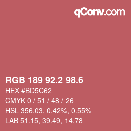 カラーコード: RGB 189 92.2 98.6 | qconv.com