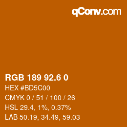 カラーコード: RGB 189 92.6 0 | qconv.com