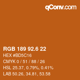 カラーコード: RGB 189 92.6 22 | qconv.com