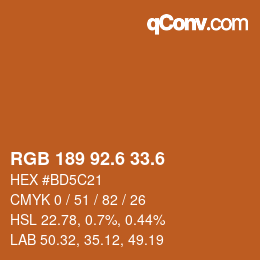 カラーコード: RGB 189 92.6 33.6 | qconv.com