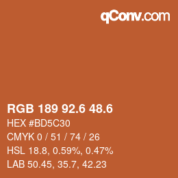 カラーコード: RGB 189 92.6 48.6 | qconv.com