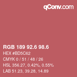 カラーコード: RGB 189 92.6 98.6 | qconv.com