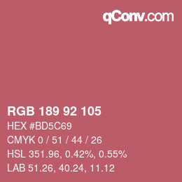 颜色代码: RGB 189 92 105 | qconv.com