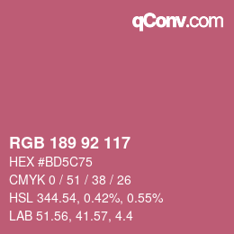 カラーコード: RGB 189 92 117 | qconv.com