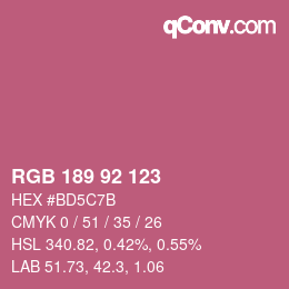 颜色代码: RGB 189 92 123 | qconv.com