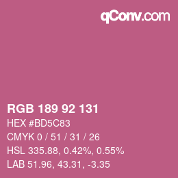 颜色代码: RGB 189 92 131 | qconv.com