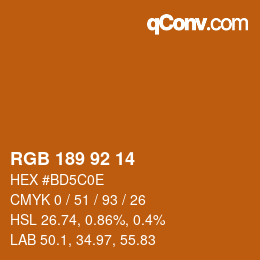 カラーコード: RGB 189 92 14 | qconv.com