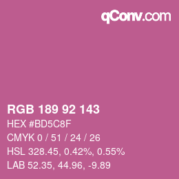 Color code: RGB 189 92 143 | qconv.com