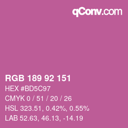 カラーコード: RGB 189 92 151 | qconv.com