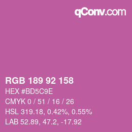 カラーコード: RGB 189 92 158 | qconv.com
