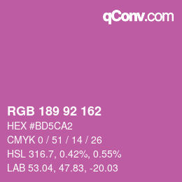 颜色代码: RGB 189 92 162 | qconv.com