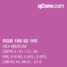 カラーコード: RGB 189 92 165 | qconv.com