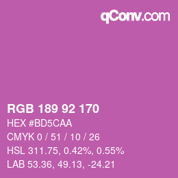 カラーコード: RGB 189 92 170 | qconv.com
