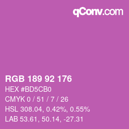 颜色代码: RGB 189 92 176 | qconv.com