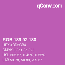 カラーコード: RGB 189 92 180 | qconv.com