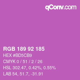 颜色代码: RGB 189 92 185 | qconv.com