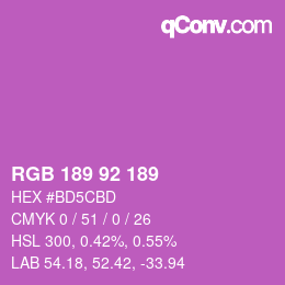颜色代码: RGB 189 92 189 | qconv.com